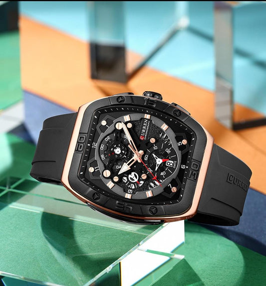 Reloj Curren 8443 Pulso Silicona Negro