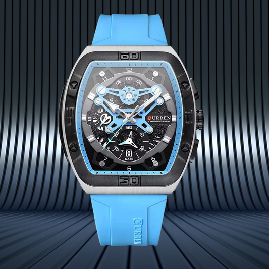 Reloj Curren 8443 Pulso Silicona Azul Claro