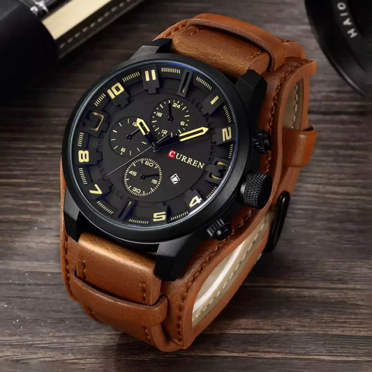 Reloj Curren 8225 Caja Negra Pulso Café