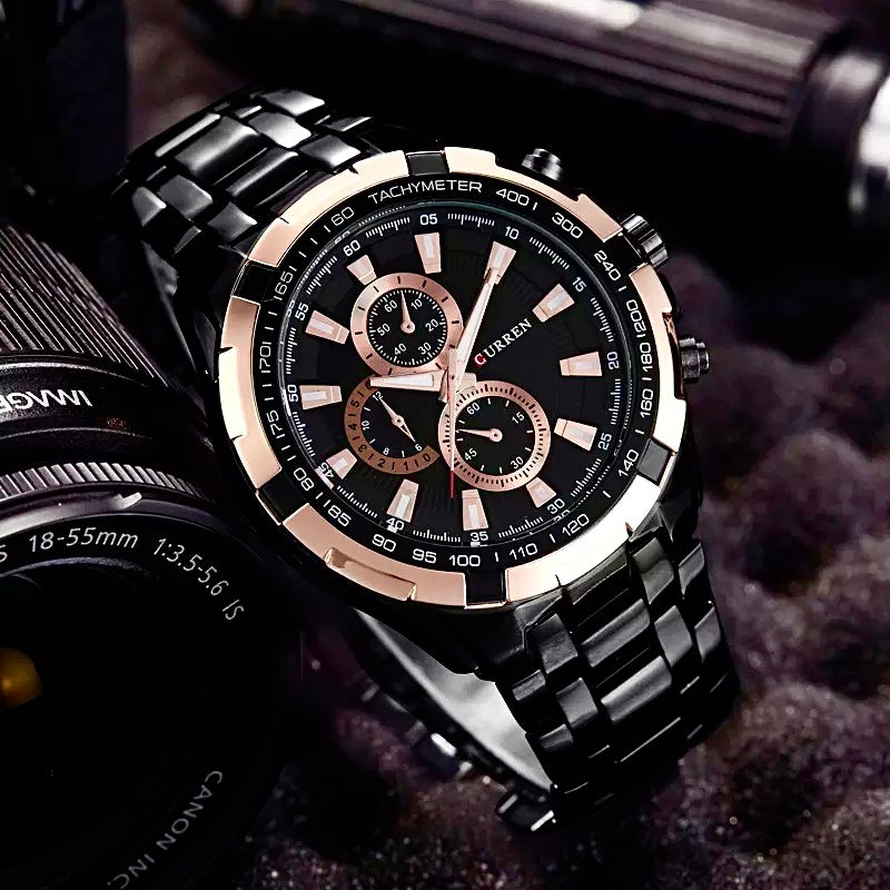 Reloj CURREN 472 Negro/Dorado – PULSO RELOJES