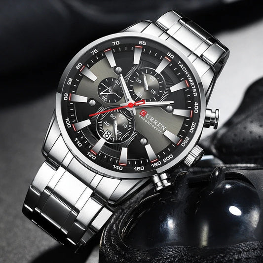 Reloj Curren 8351 Plata Fondo Negro