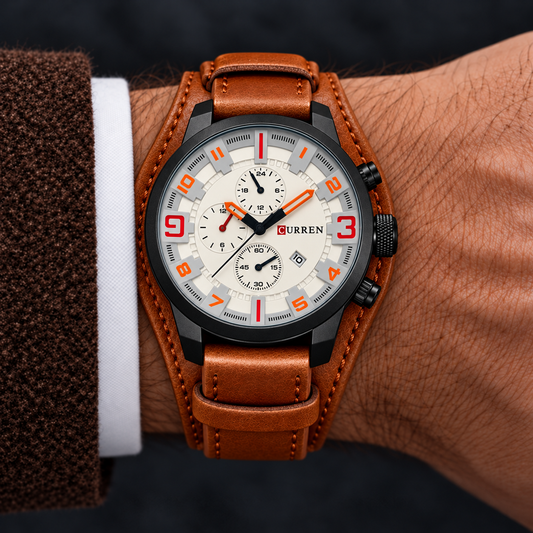Reloj Curren REF. 419 Miel/Blanco · en la muñeca