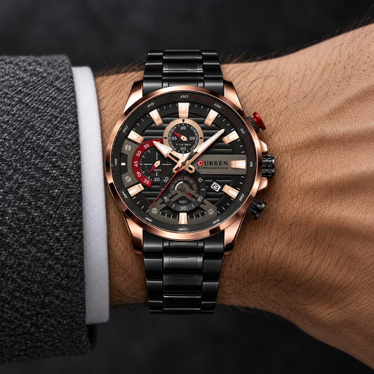 Reloj Curren 984 Negro/Oro Rosa · en la muñeca