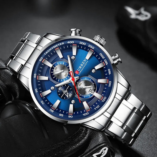Reloj Curren 8351 Plata Fondo Azul