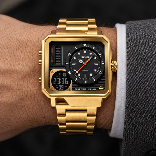 Reloj Skmei 1392 Dorado – en la muñeca
