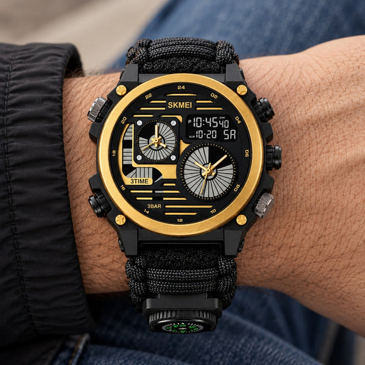 Reloj de Supervivencia Skmei 2202 Negro – en la muñeca