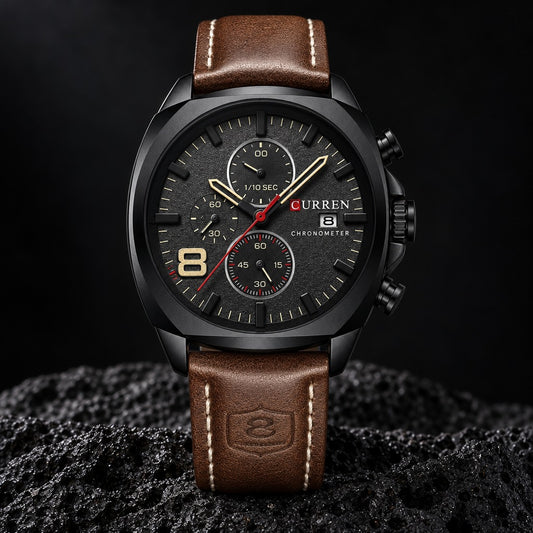 Reloj Curren 8324 Case Negro Pulso Marrón – foto principal