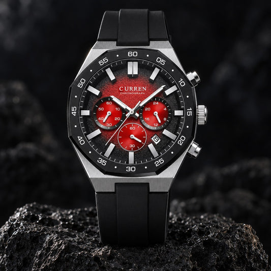 Reloj Curren 8489 Plata Fondo Negro Rojo – foto principal