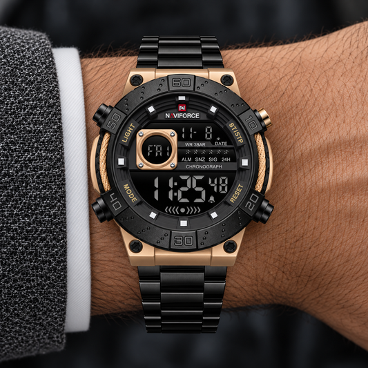 Reloj Naviforce Ref. 995 Negro/Oro Rosa · en la muñeca