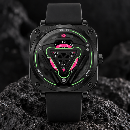 Reloj Skmei 2107 Verde Hora Rosa · de frente