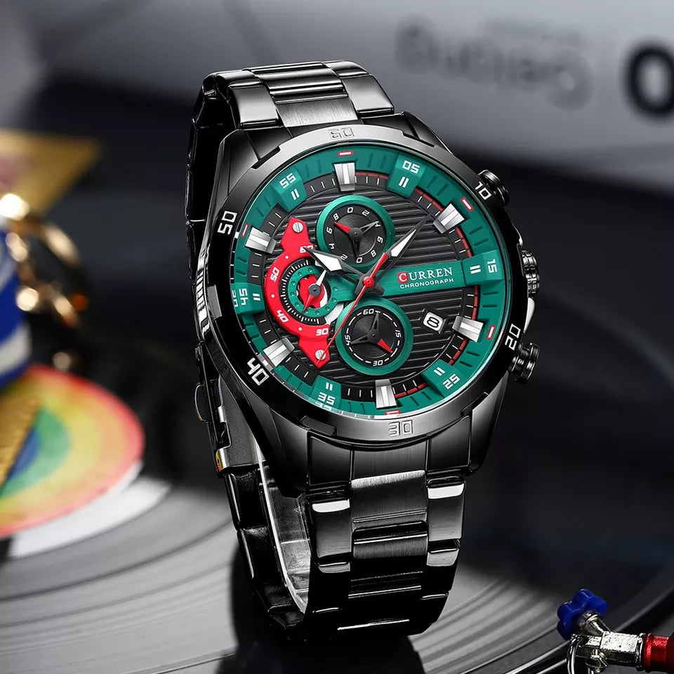 Reloj Curren 8402 Negro Verde Rojo