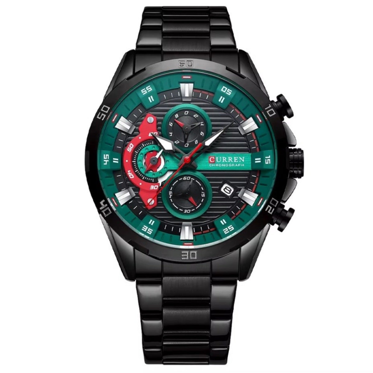 Reloj Curren 8402 Negro Verde Rojo