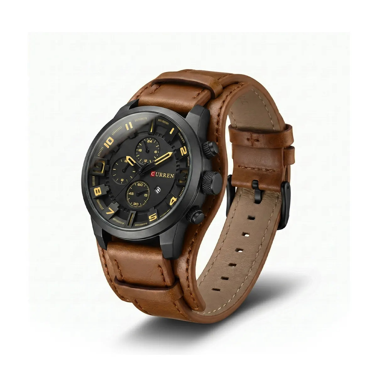 Reloj Curren 8225 Caja Negra Pulso Café