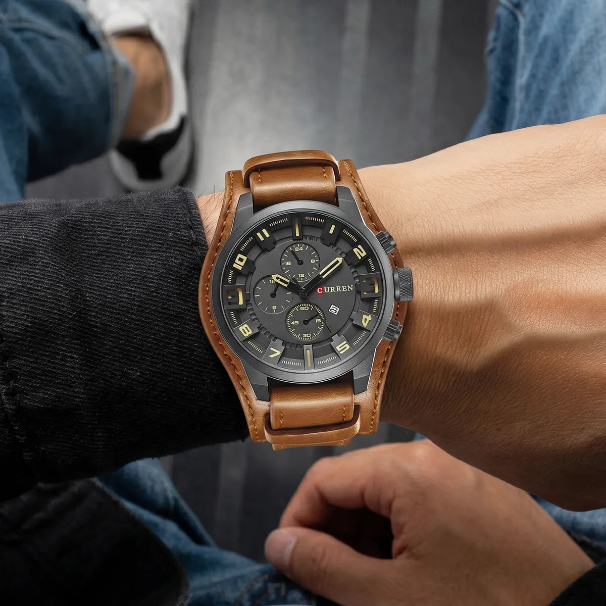 Reloj Curren 8225 Caja Negra Pulso Café