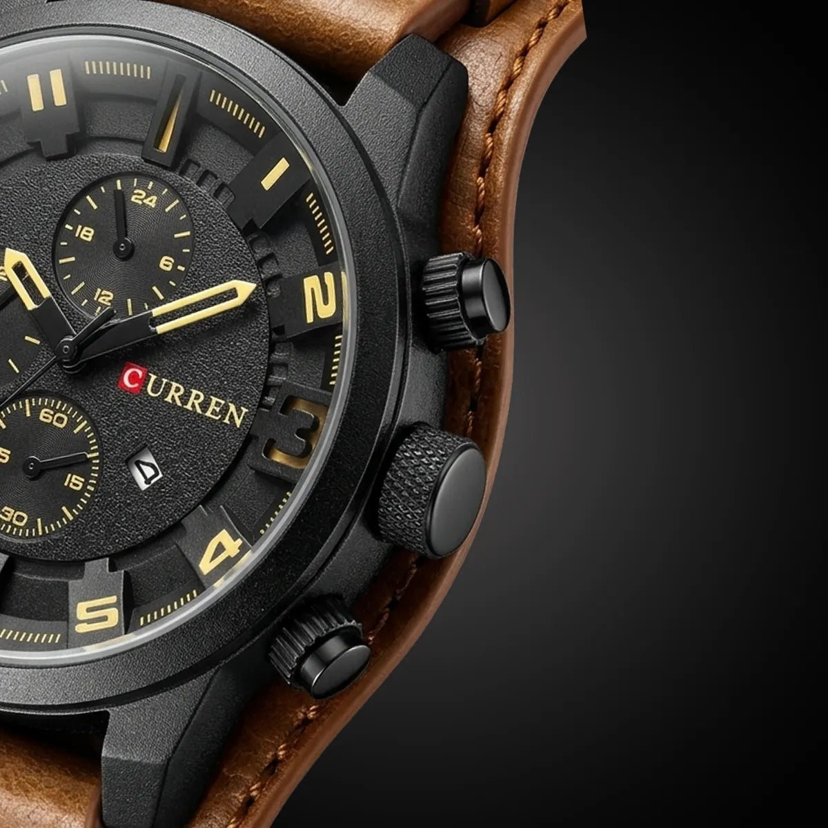 Reloj Curren 8225 Caja Negra Pulso Café