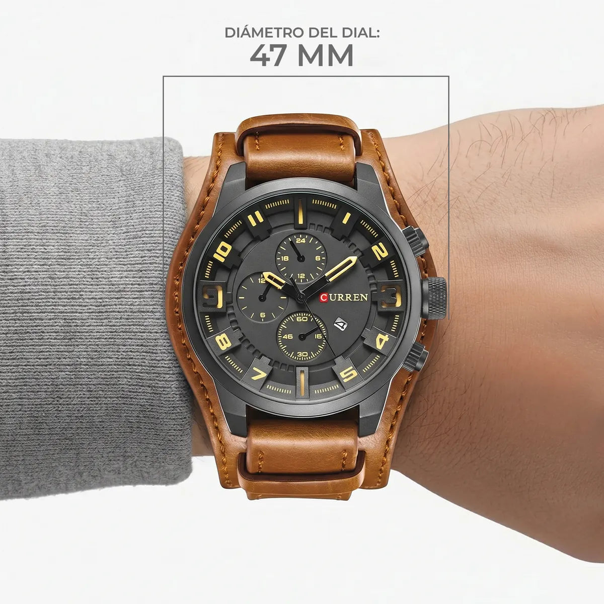 Reloj Curren 8225 Caja Negra Pulso Café