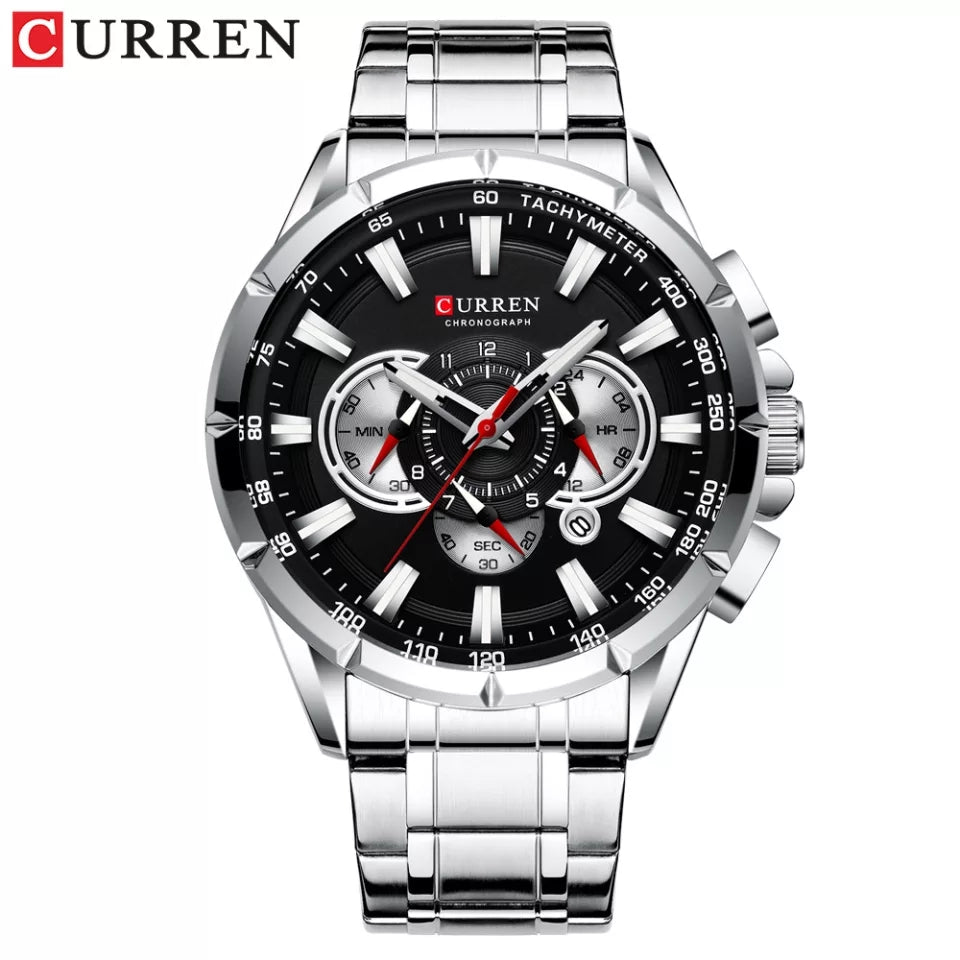 Reloj Curren 8363 Plata Fondo Negro
