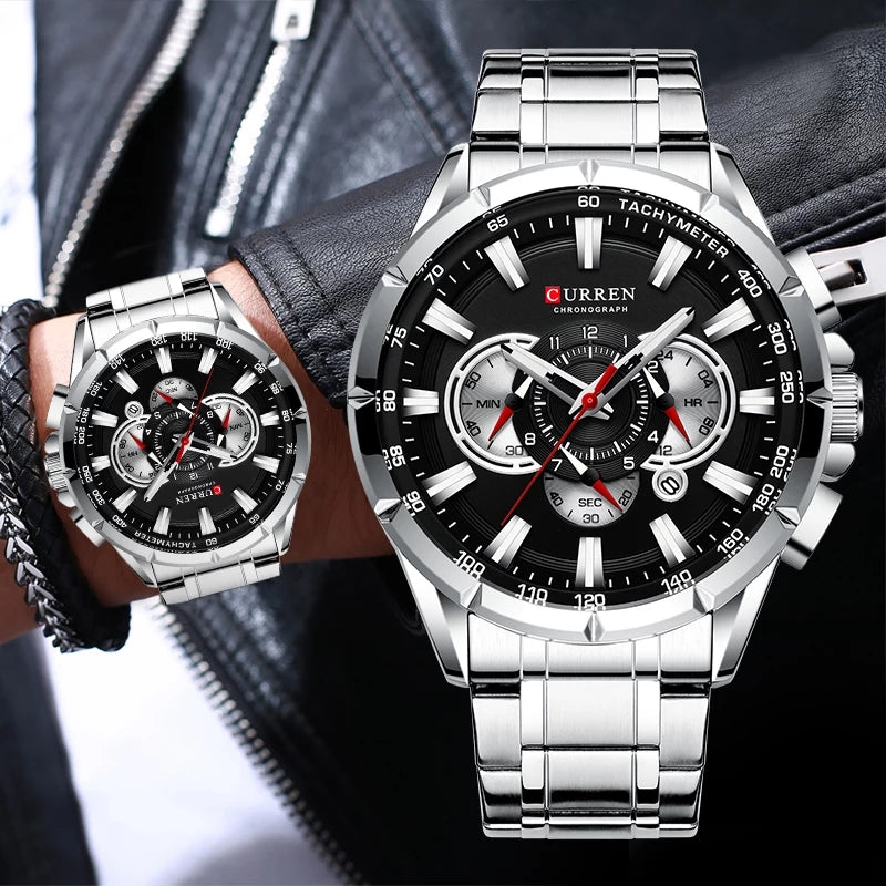 Reloj Curren 8363 Plata Fondo Negro