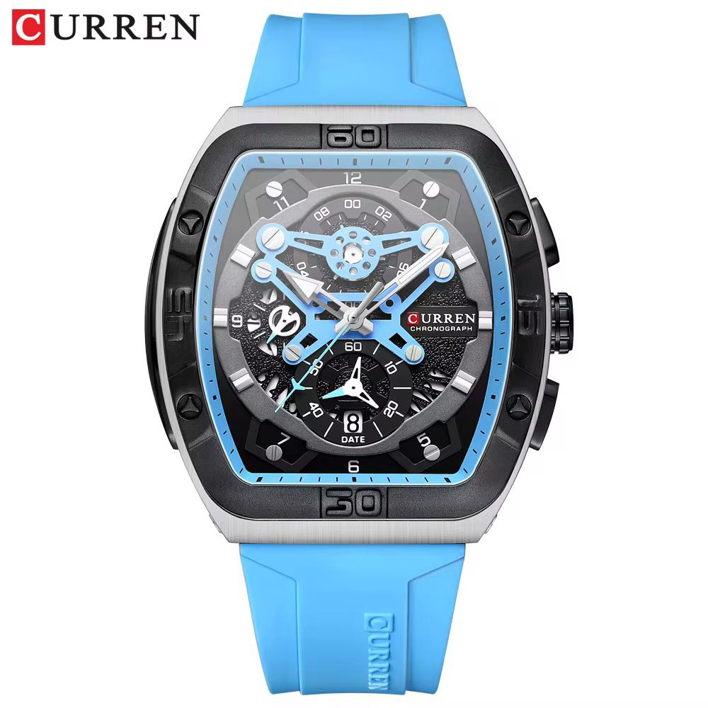 Reloj Curren 8443 Pulso Silicona Azul Claro