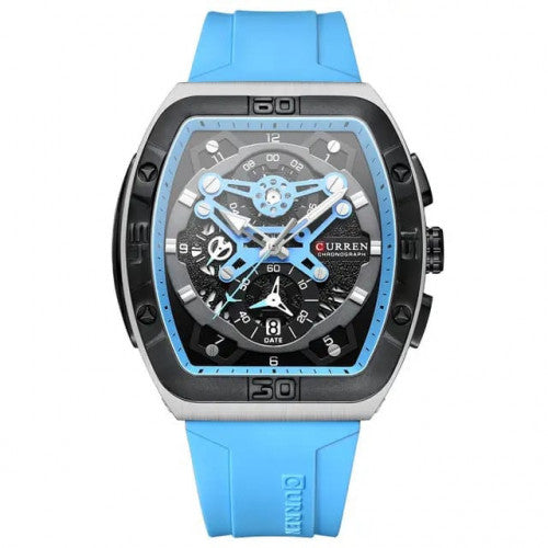 CURREN 8443 PULSO SILICONA AZUL CLARO