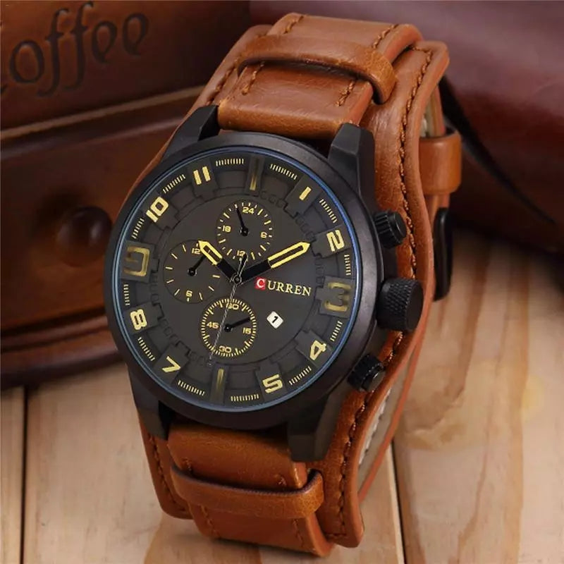 Reloj Curren 8225 Caja Negra Pulso Café