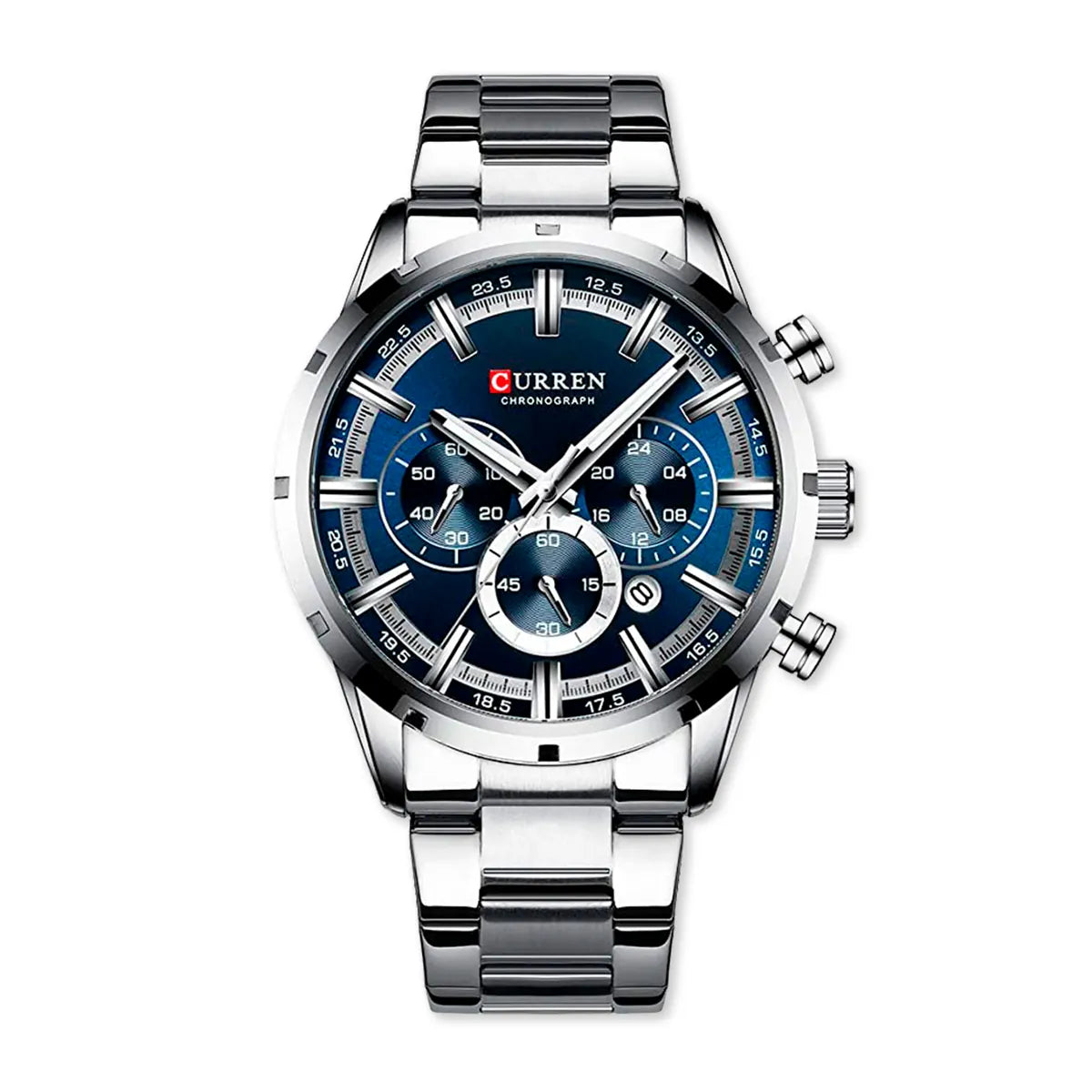 Reloj Curren 8355 Plata Fondo Azul