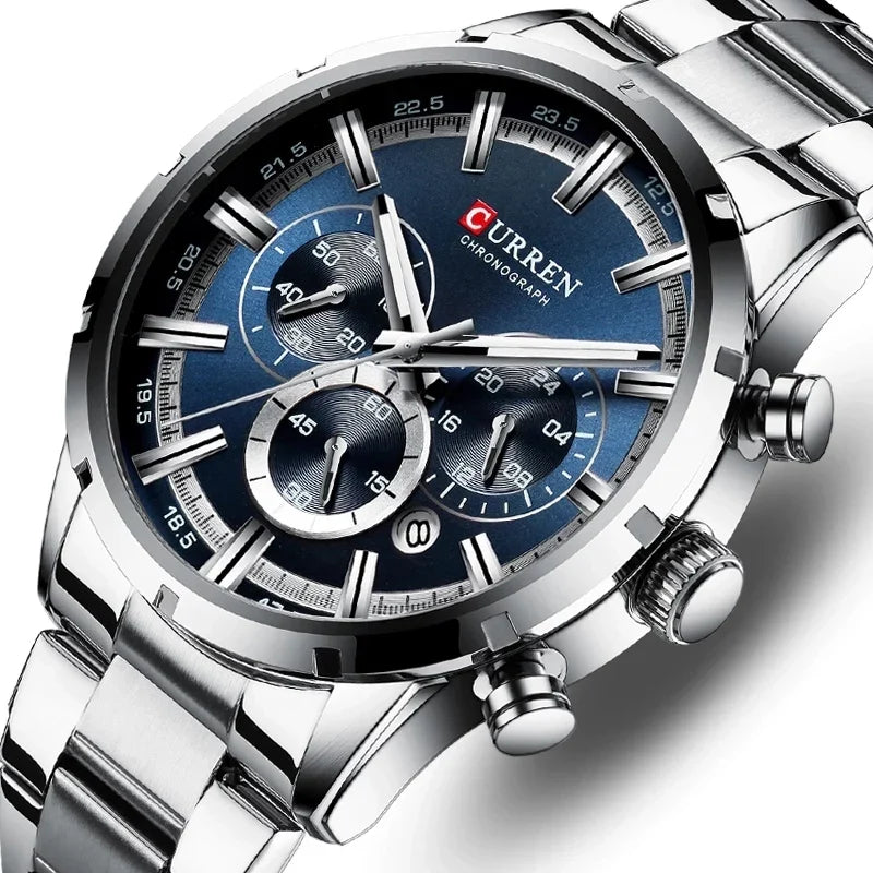 Reloj Curren 8355 Plata Fondo Azul
