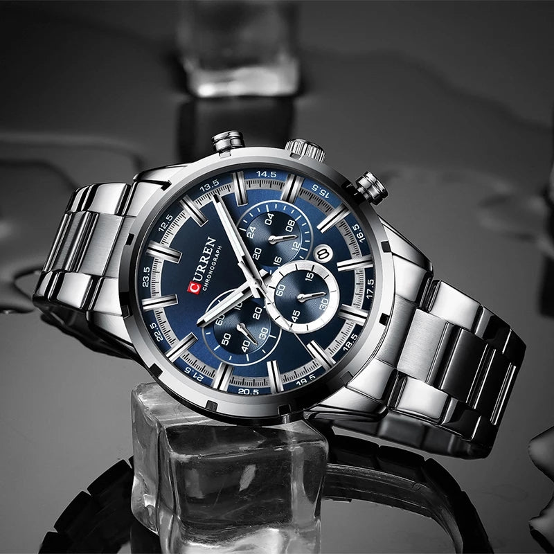 Reloj Curren 8355 Plata Fondo Azul