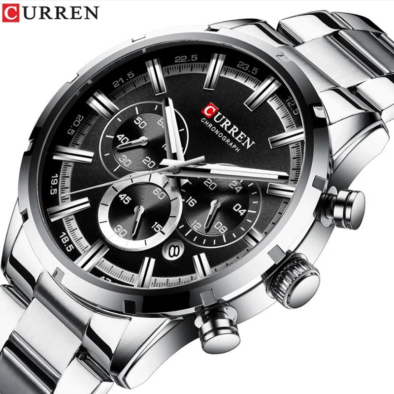 Reloj Curren 8355 Plata Fondo Negro