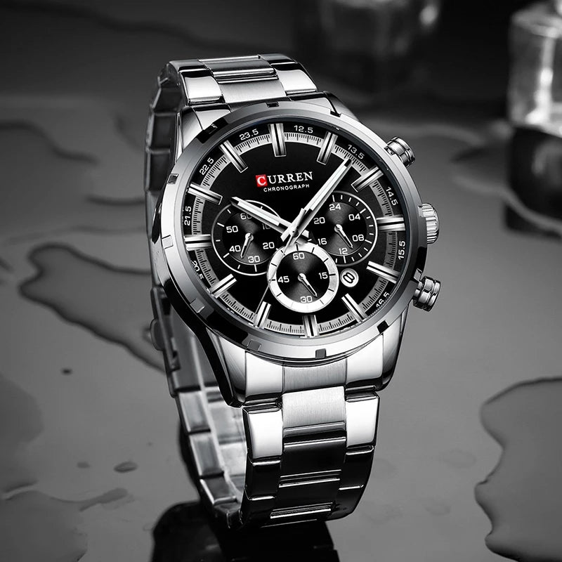Reloj Curren 8355 Plata Fondo Negro