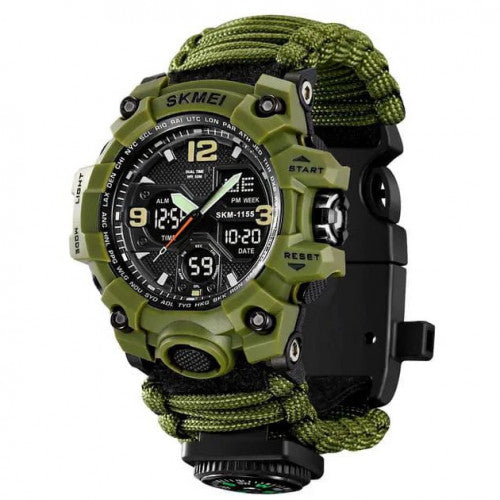 RELOJ SKMEI 1155 SUPERVIVENCIA VERDE