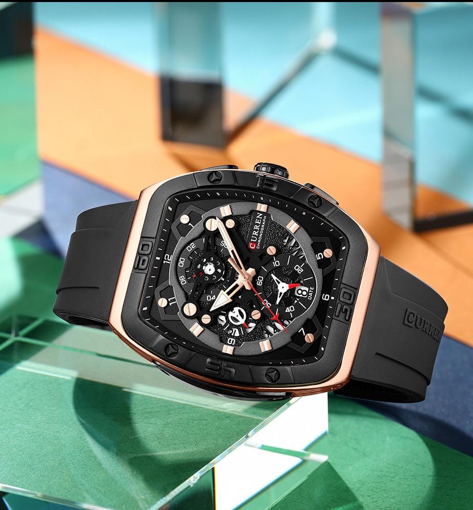 Reloj Curren 8443 Pulso Silicona Negro