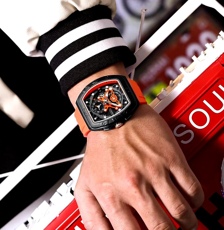 Reloj Curren 8443 Pulso Silicona Naranja