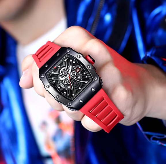 Reloj Curren 8438R Rojo Pulso Silicona
