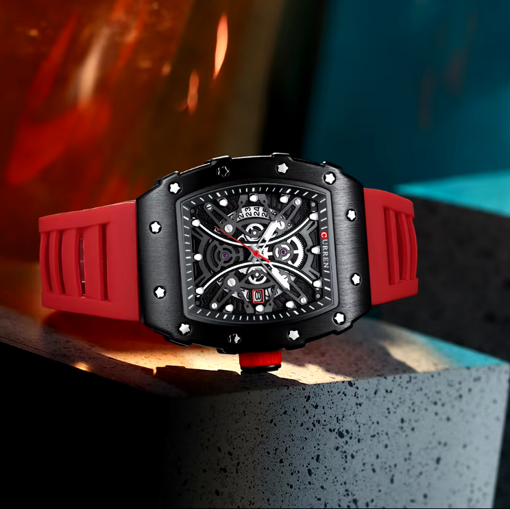 Reloj Curren 8438R Rojo Pulso Silicona