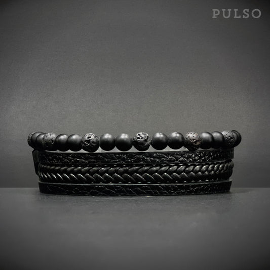 Pulsera Tejida/Perlas Ref: 7030-11 Negro