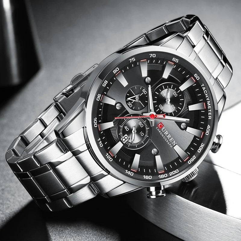 Reloj Curren 8351 Plata Fondo Negro