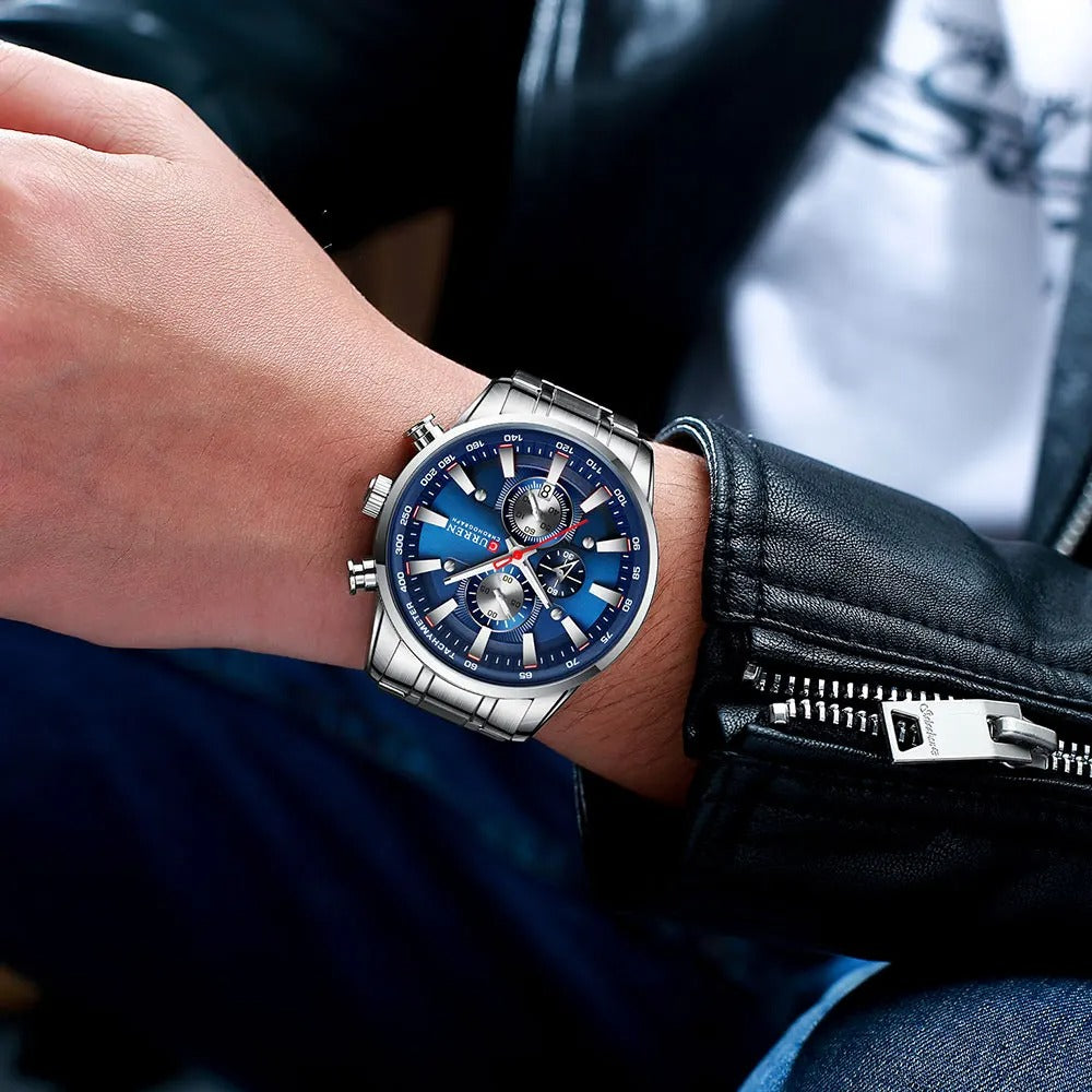 Reloj Curren 8351 Plata Fondo Azul