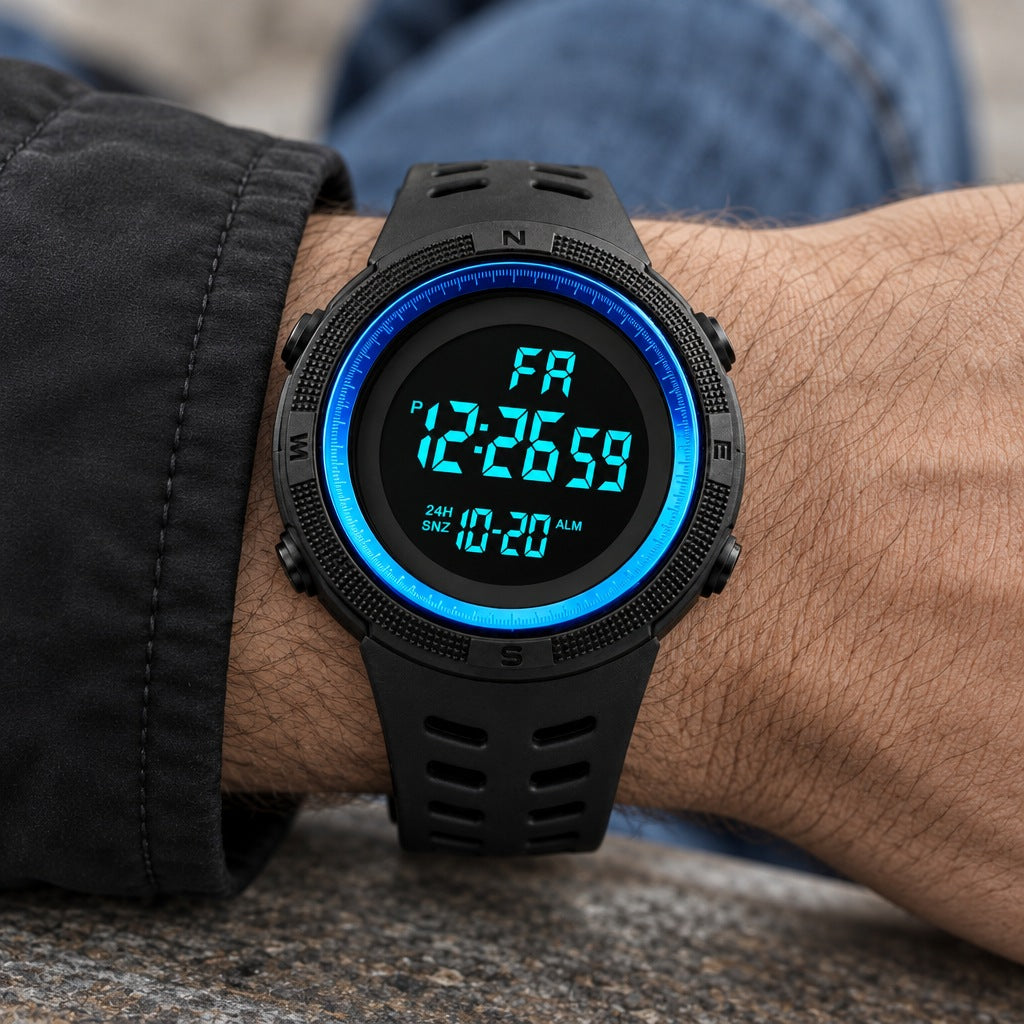 Reloj Skmei 1251 Negro con Azul – en la muñeca