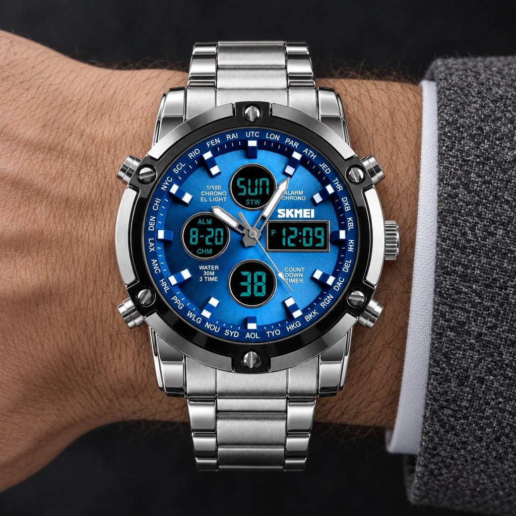 Reloj Scottie 1389 Plata Azul – en la muñeca
