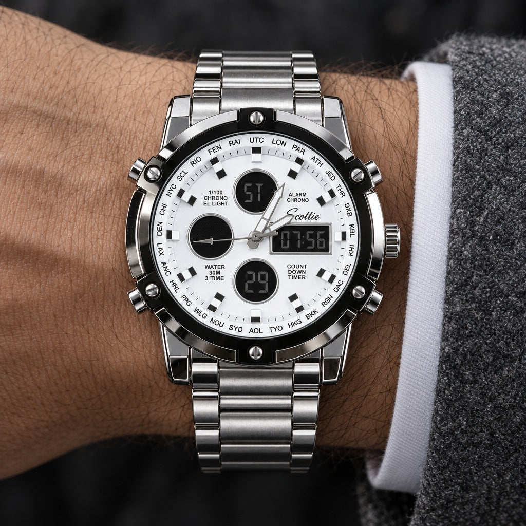 Reloj Scottie 1389 Plata Fondo Blanco – en la muñeca