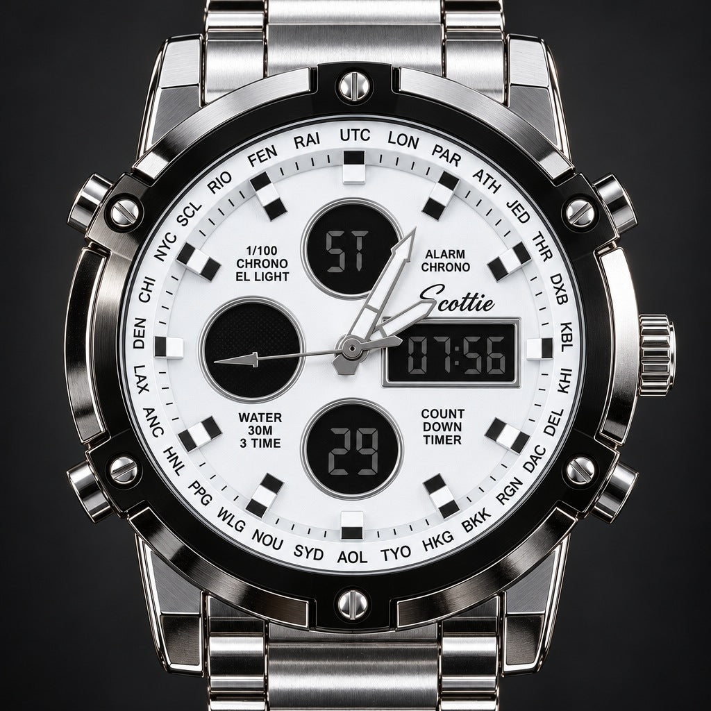 Reloj Scottie 1389 Plata Fondo Blanco – detalle del dial