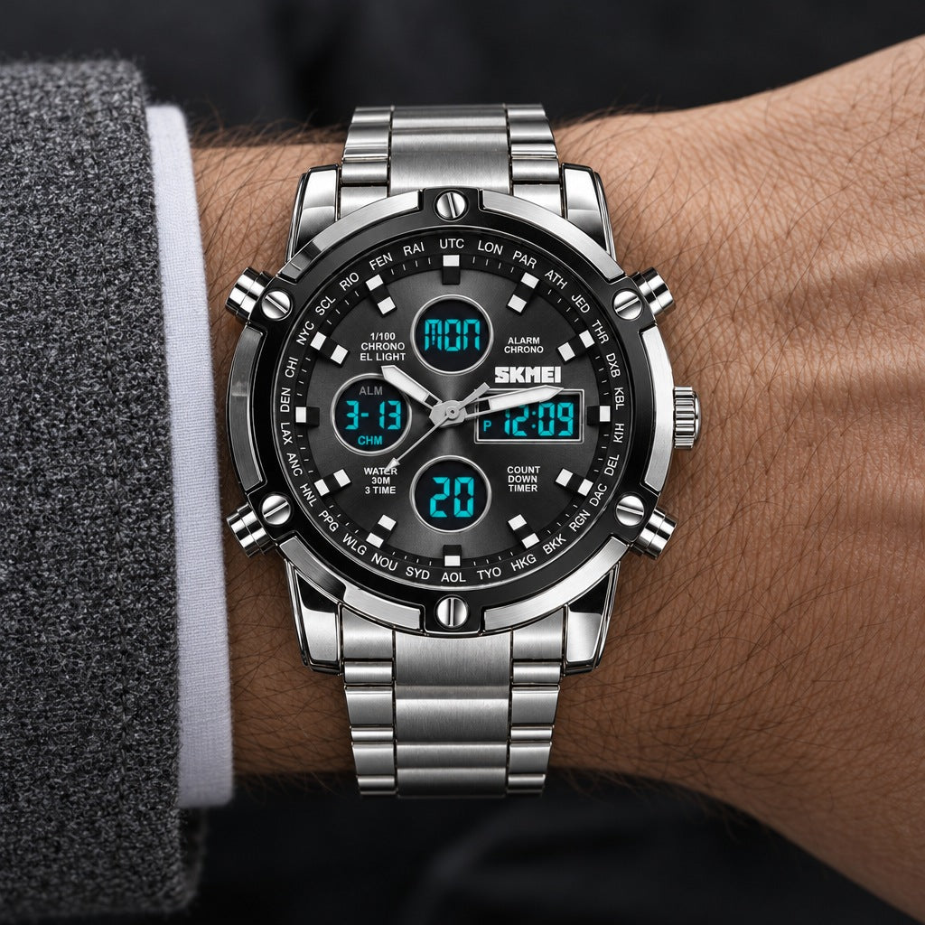 Reloj Scottie 1389 Plata Fondo Negro – en la muñeca