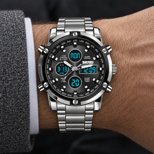 Reloj Scottie 1389 Plata Fondo Negro – en la muñeca