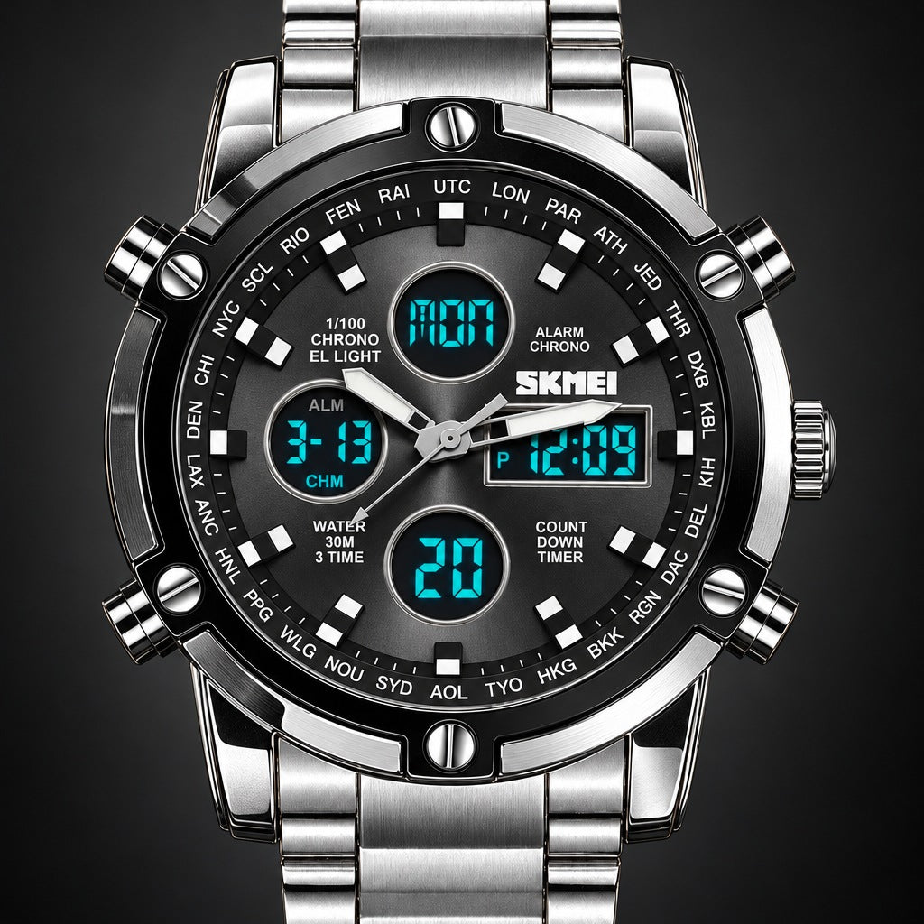 Reloj Scottie 1389 Plata Fondo Negro – detalle del dial