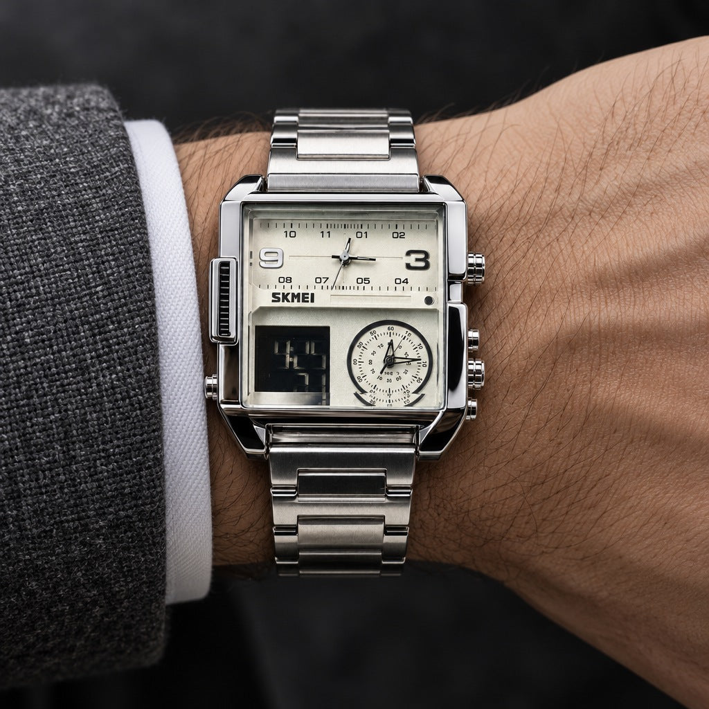 Reloj Skmei 1584 Plateado – en la muñeca