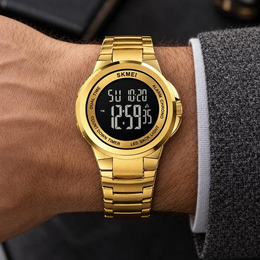 Reloj Skmei 1712 Dorado – en la muñeca