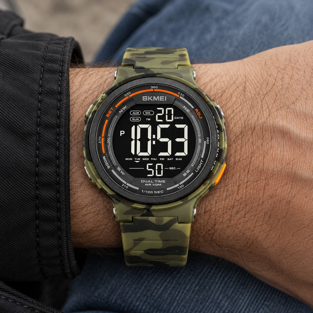 Reloj Scottie 1841 Camuflado Verde – en la muñeca