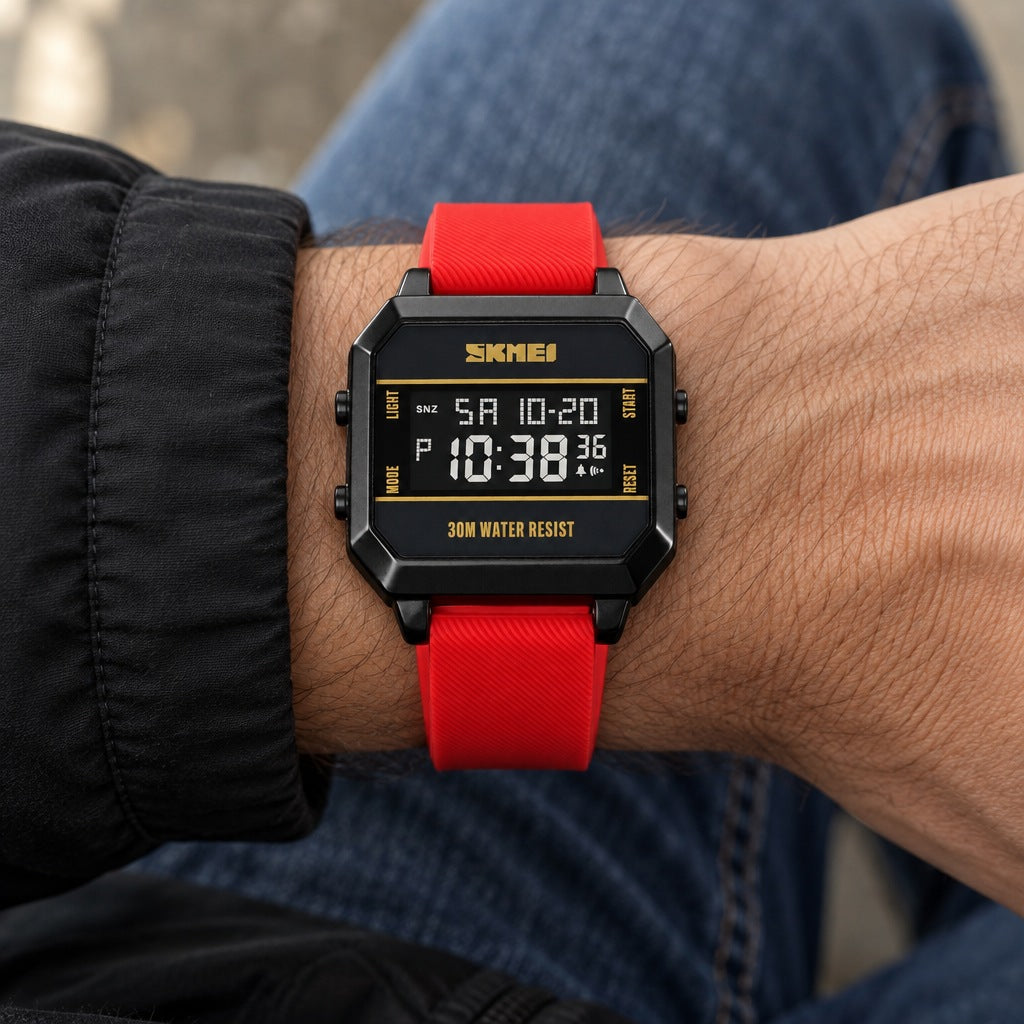 Reloj Skmei Digital Rojo – en la muñeca