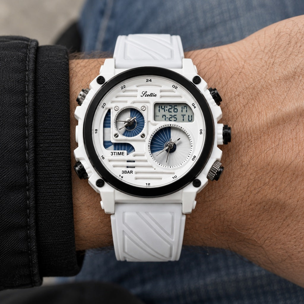 Reloj Scottie 2202 Blanco Silicona – en la muñeca